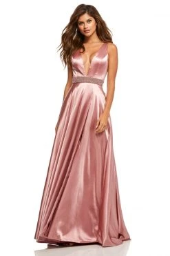 Sherri Hill - 52564 Sleeveless Plunging V-Neck Satin Dress