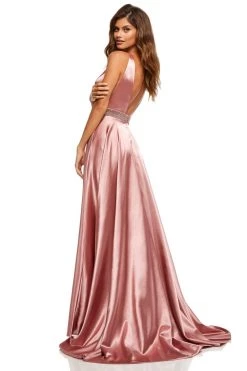 Sherri Hill - 52564 Sleeveless Plunging V-Neck Satin Dress