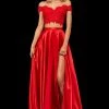 Sherri Hill - 52567 Two Piece Lace Off Shoulder Satin A-Line Gown