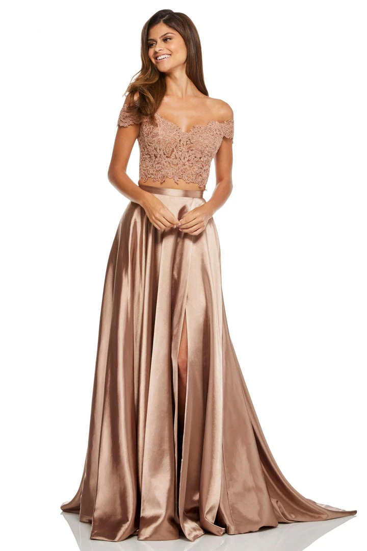 Sherri Hill - 52567 Two Piece Lace Off Shoulder Satin A-Line Gown 7 Sherri Hill - 52567 Two Piece Lace Off Shoulder Satin A-Line Gown