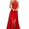 Sherri Hill - 52570 Beaded Halter Satin A-line Dress 2 Sherri Hill - 52570 Beaded Halter Satin A-line Dress