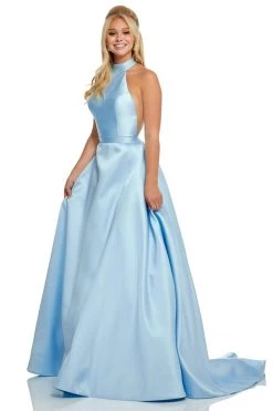 Sherri Hill - 52573 Lace Racerback Halter Satin Dress 8 Sherri Hill - 52573 Lace Racerback Halter Satin Dress