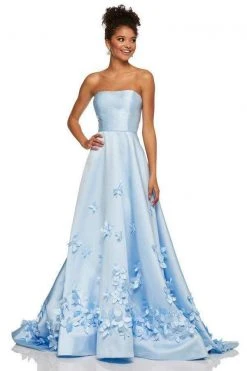 Sherri Hill - 52582 3D Floral Appliques Strapless Full Figured Dress