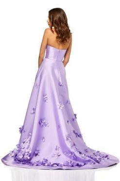 Sherri Hill - 52582 3D Floral Appliques Strapless Full Figured Dress
