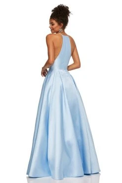 Sherri Hill - 52583 Sleeveless Halter Neck Taffeta A-line Dress