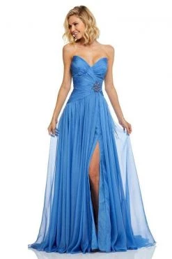 Sherri Hill - 52588 Strapless Sweetheart High Slit Chiffon Gown