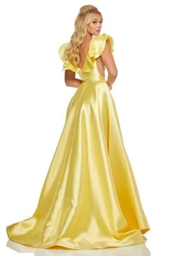 Sherri Hill - 52595 Tiered Ruffle Sleeves Mikado A-Line Ballgown 9 Sherri Hill - 52595 Tiered Ruffle Sleeves Mikado A-Line Ballgown