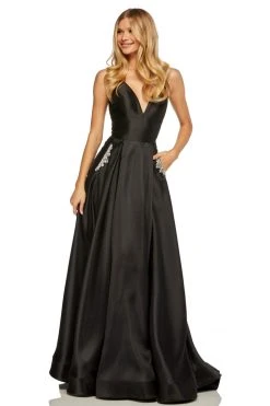 Sherri Hill - 52597 Sleeveless Satin V-Neck Beaded Dress