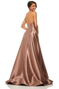 Sherri Hill - 52597 Sleeveless Satin V-Neck Beaded Dress