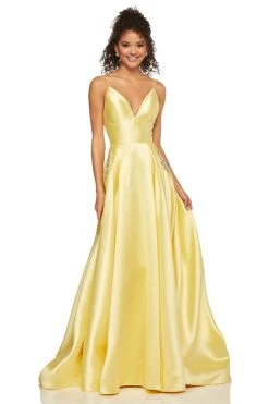 Sherri Hill - 52597 Sleeveless Satin V-Neck Beaded Dress