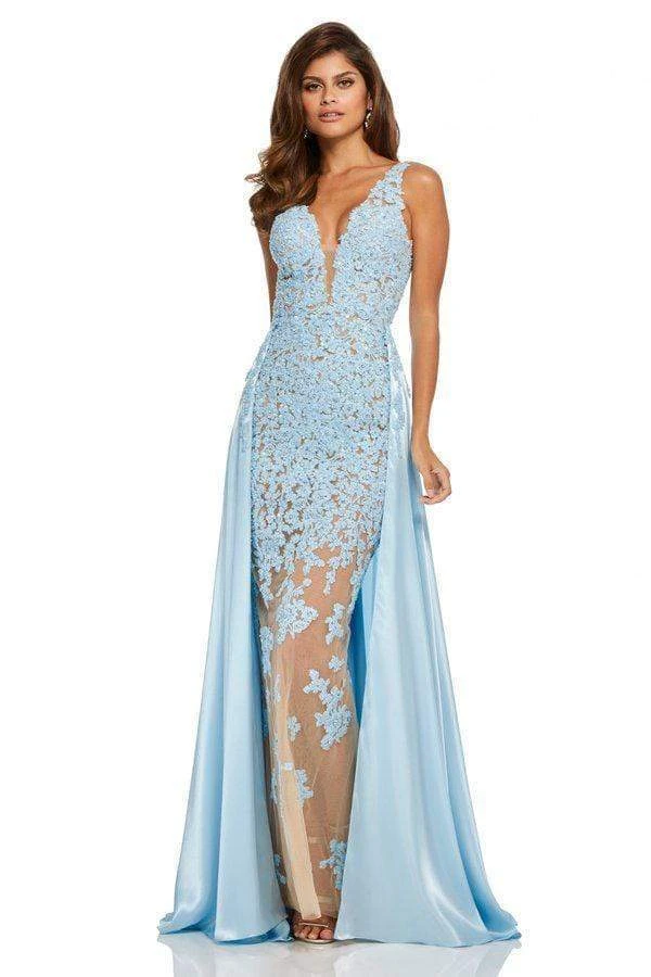 Sherri Hill - 52599 Plunging V-Neck Full Figured Satin Long Dress 8 Sherri Hill - 52599 Plunging V-Neck Full Figured Satin Long Dress