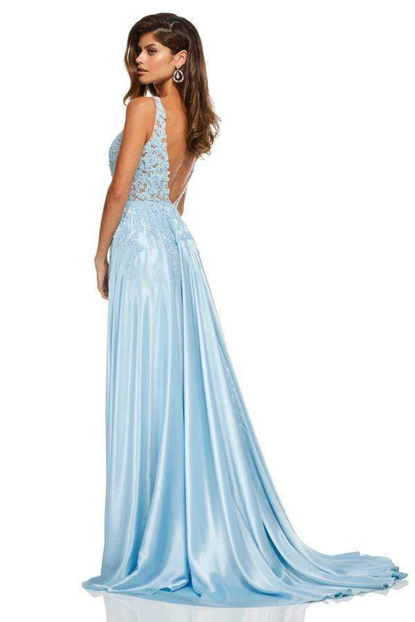 Sherri Hill - 52599 Plunging V-Neck Full Figured Satin Long Dress 9 Sherri Hill - 52599 Plunging V-Neck Full Figured Satin Long Dress