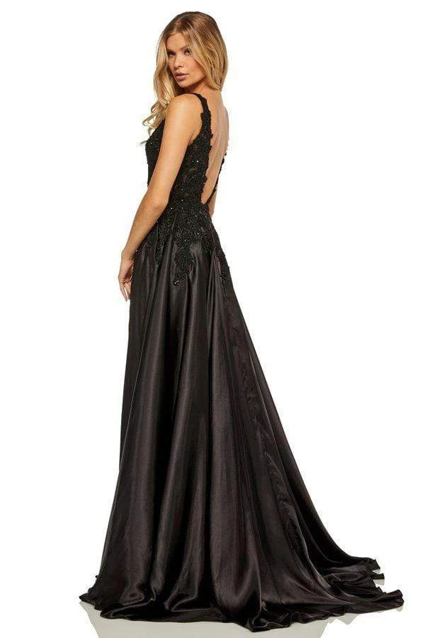 Sherri Hill - 52599 Plunging V-Neck Full Figured Satin Long Dress 4 Sherri Hill - 52599 Plunging V-Neck Full Figured Satin Long Dress