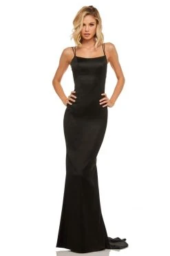 Sherri Hill - 52613 Long Scoop Neck Fitted Dress With Train