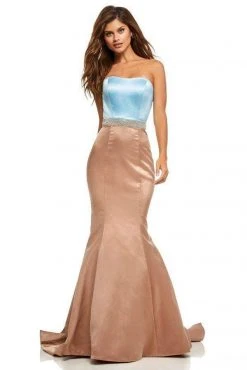 Sherri Hill - 52616 Strapless Satin Mermaid Gown With Beaded Waistband