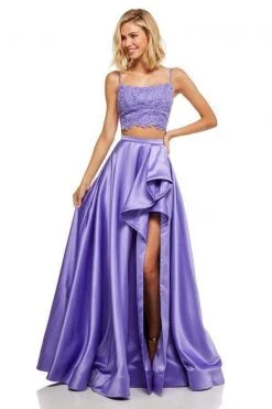 Sherri Hill - 52623 Two Piece Lace Scoop Satin A Line Dress
