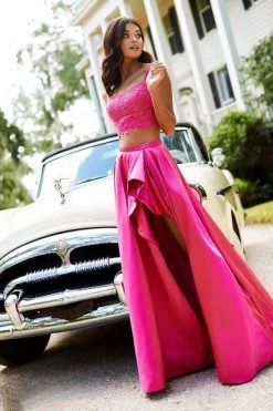 Sherri Hill - 52623 Two Piece Lace Scoop Satin A Line Dress 12 Sherri Hill - 52623 Two Piece Lace Scoop Satin A Line Dress