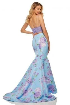 Sherri Hill - 52635 Two Piece V-neck Print Mermaid Dress
