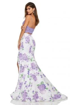 Sherri Hill - 52635 Two Piece V-neck Print Mermaid Dress