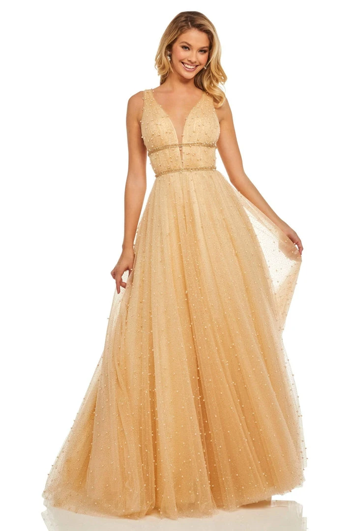 Sherri Hill - 52640 Glitter Chiffon Deep V-neck A-line Dress 7 Sherri Hill - 52640 Glitter Chiffon Deep V-neck A-line Dress