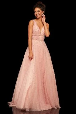 Sherri Hill - 52640 Glitter Chiffon Deep V-neck A-line Dress 11 Sherri Hill - 52640 Glitter Chiffon Deep V-neck A-line Dress