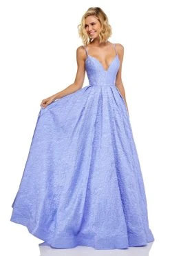 Sherri Hill - 52641 Deep V-neck Pleated A-line Dress