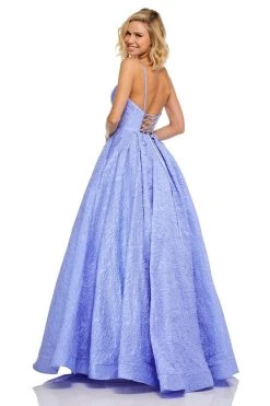 Sherri Hill - 52641 Deep V-neck Pleated A-line Dress