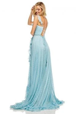 Sherri Hill - 52643 Ruffles Accent V-Neck Chiffon Dress With Hi-Lo Hem