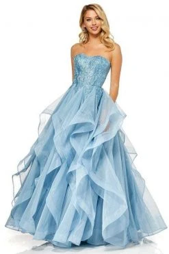 Sherri Hill - 52645 Strapless Full Figured Applique Long Dress