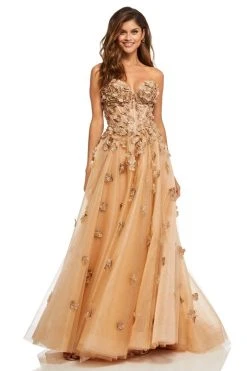 Sherri Hill - 52651 Floral Applique Sweetheart A-line Tulle Gown