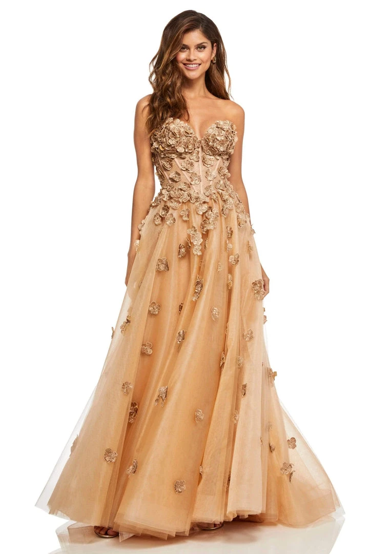 Sherri Hill - 52651 Floral Applique Sweetheart A-line Tulle Gown 3 Sherri Hill - 52651 Floral Applique Sweetheart A-line Tulle Gown