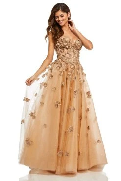 Sherri Hill - 52651 Floral Applique Sweetheart A-line Tulle Gown 7 Sherri Hill - 52651 Floral Applique Sweetheart A-line Tulle Gown