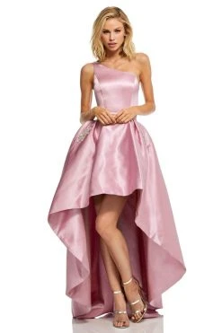 Sherri Hill - 52659 Satin One-Shoulder High Low Gown