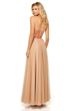 Sherri Hill - 52662 Embroidered Halter Neck Long Gown