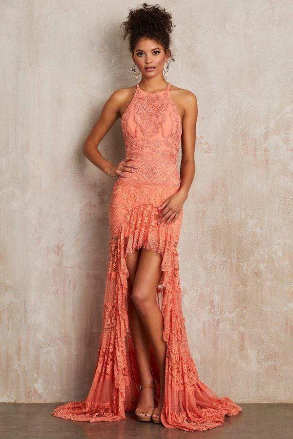 Sherri Hill - 52663 Beaded Halter High Low Dress 5 Sherri Hill - 52663 Beaded Halter High Low Dress