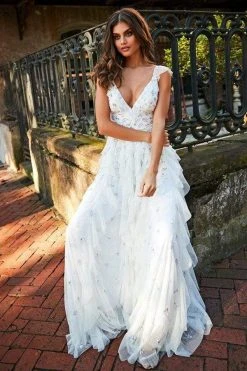 Sherri Hill - 52668 Embroidered Plunging V-Neck Ruffled Dress 9 Sherri Hill - 52668 Embroidered Plunging V-Neck Ruffled Dress