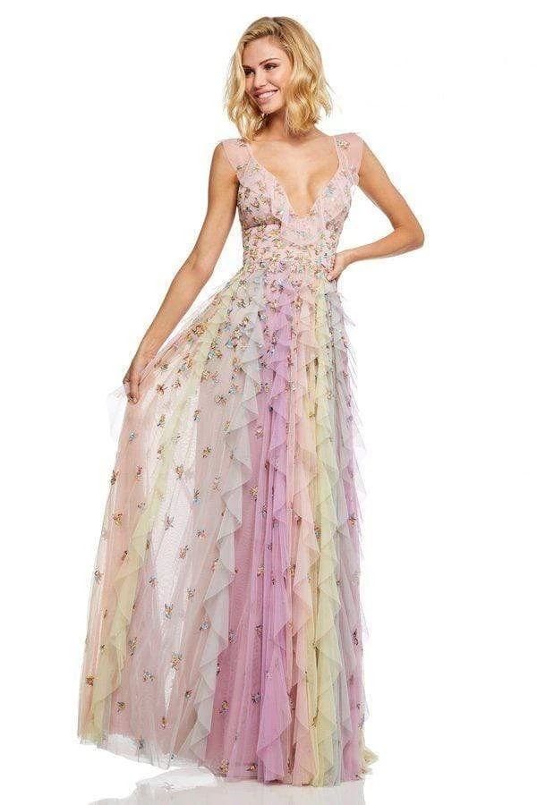 Sherri Hill - 52668 Embroidered Plunging V-Neck Ruffled Dress 3 Sherri Hill - 52668 Embroidered Plunging V-Neck Ruffled Dress