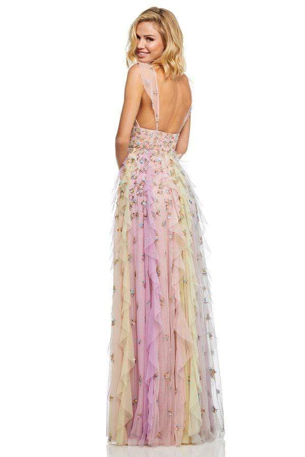 Sherri Hill - 52668 Embroidered Plunging V-Neck Ruffled Dress 4 Sherri Hill - 52668 Embroidered Plunging V-Neck Ruffled Dress