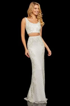 Sherri Hill - 52686 Two Piece Beaded Scoop Neck Fitted Dress