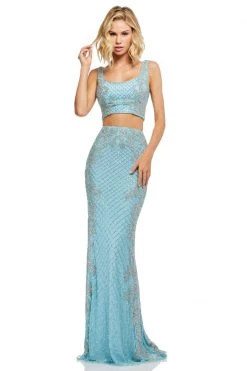 Sherri Hill - 52686 Two Piece Beaded Scoop Neck Fitted Dress 14 Sherri Hill - 52686 Two Piece Beaded Scoop Neck Fitted Dress