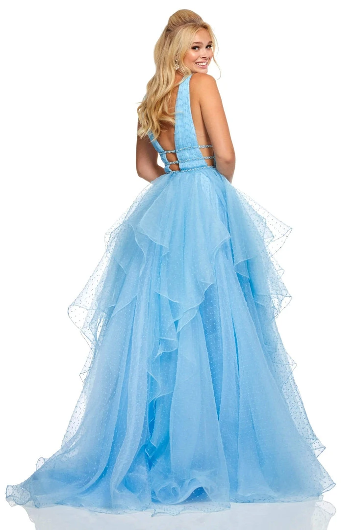 Sherri Hill - 52710 Jewel Crusted Waist Tiered Ballgown 4 Sherri Hill - 52710 Jewel Crusted Waist Tiered Ballgown