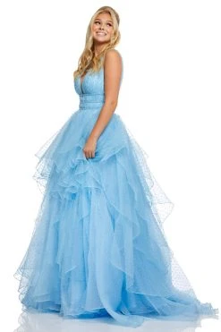 Sherri Hill - 52710 Jewel Crusted Waist Tiered Ballgown 7 Sherri Hill - 52710 Jewel Crusted Waist Tiered Ballgown
