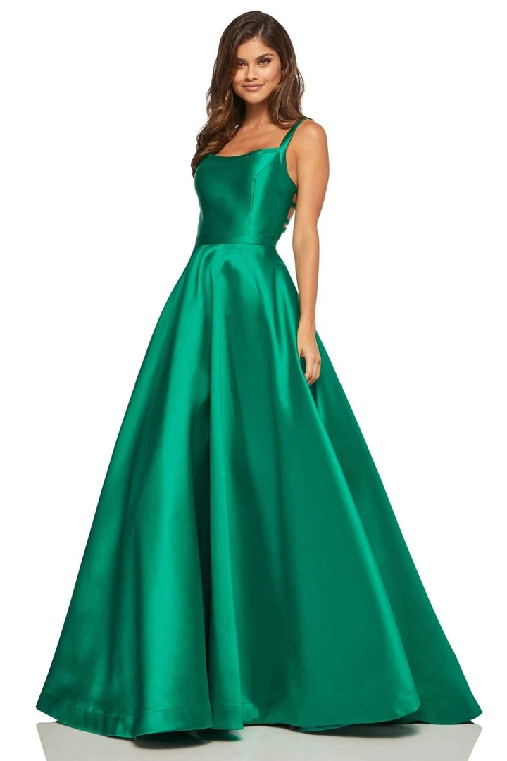 Sherri Hill - 52715 Scoop Neck Strappy Back Long A Line Satin Dress 5 Sherri Hill - 52715 Scoop Neck Strappy Back Long A Line Satin Dress