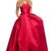 Sherri Hill - 52715 Scoop Neck Strappy Back Long A Line Satin Dress