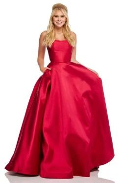 Sherri Hill - 52715 Scoop Neck Strappy Back Long A Line Satin Dress