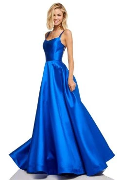 Sherri Hill - 52715 Scoop Neck Strappy Back Long A Line Satin Dress 27 Sherri Hill - 52715 Scoop Neck Strappy Back Long A Line Satin Dress