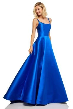 Sherri Hill - 52715 Scoop Neck Strappy Back Long A Line Satin Dress 29 Sherri Hill - 52715 Scoop Neck Strappy Back Long A Line Satin Dress