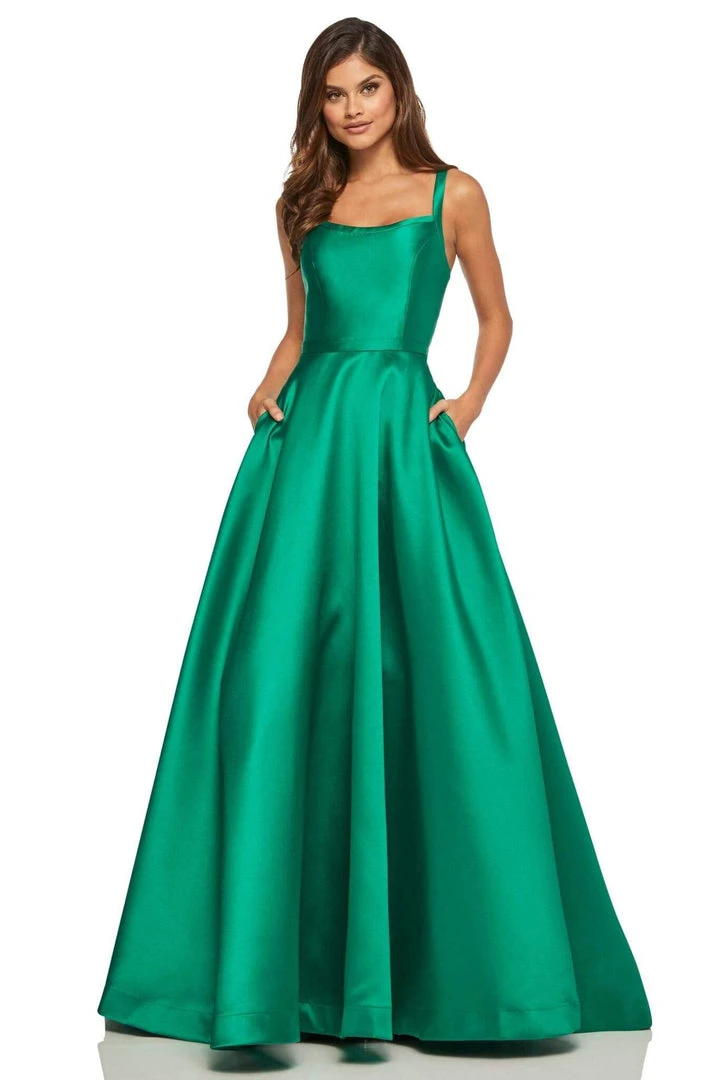 Sherri Hill - 52715 Scoop Neck Strappy Back Long A Line Satin Dress 7 Sherri Hill - 52715 Scoop Neck Strappy Back Long A Line Satin Dress