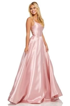Sherri Hill - 52715 Scoop Neck Strappy Back Long A Line Satin Dress 21 Sherri Hill - 52715 Scoop Neck Strappy Back Long A Line Satin Dress