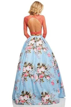 Sherri Hill - 52717 Two Piece Beaded And Floral Print Mikado Ballgown